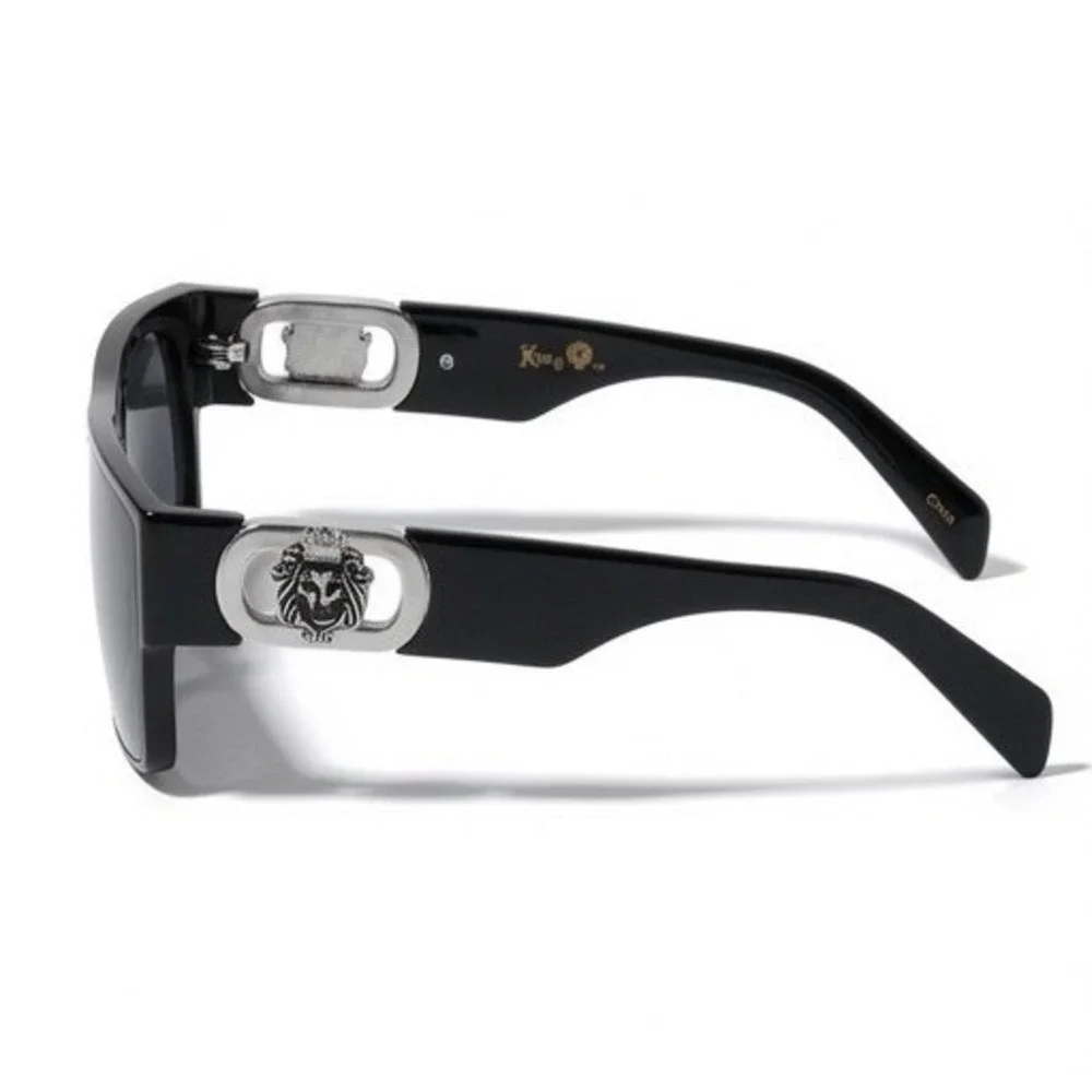 Black Lion Medallion Sunglasses Mens Rectangular Flat Top Streetwear Shades 2026
